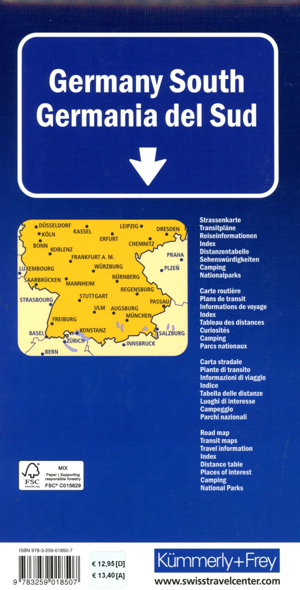 Bild: 9783259018507 | Kümmerly+Frey Strassenkarte Deutschland Süd 1:500.000 | AG | Deutsch