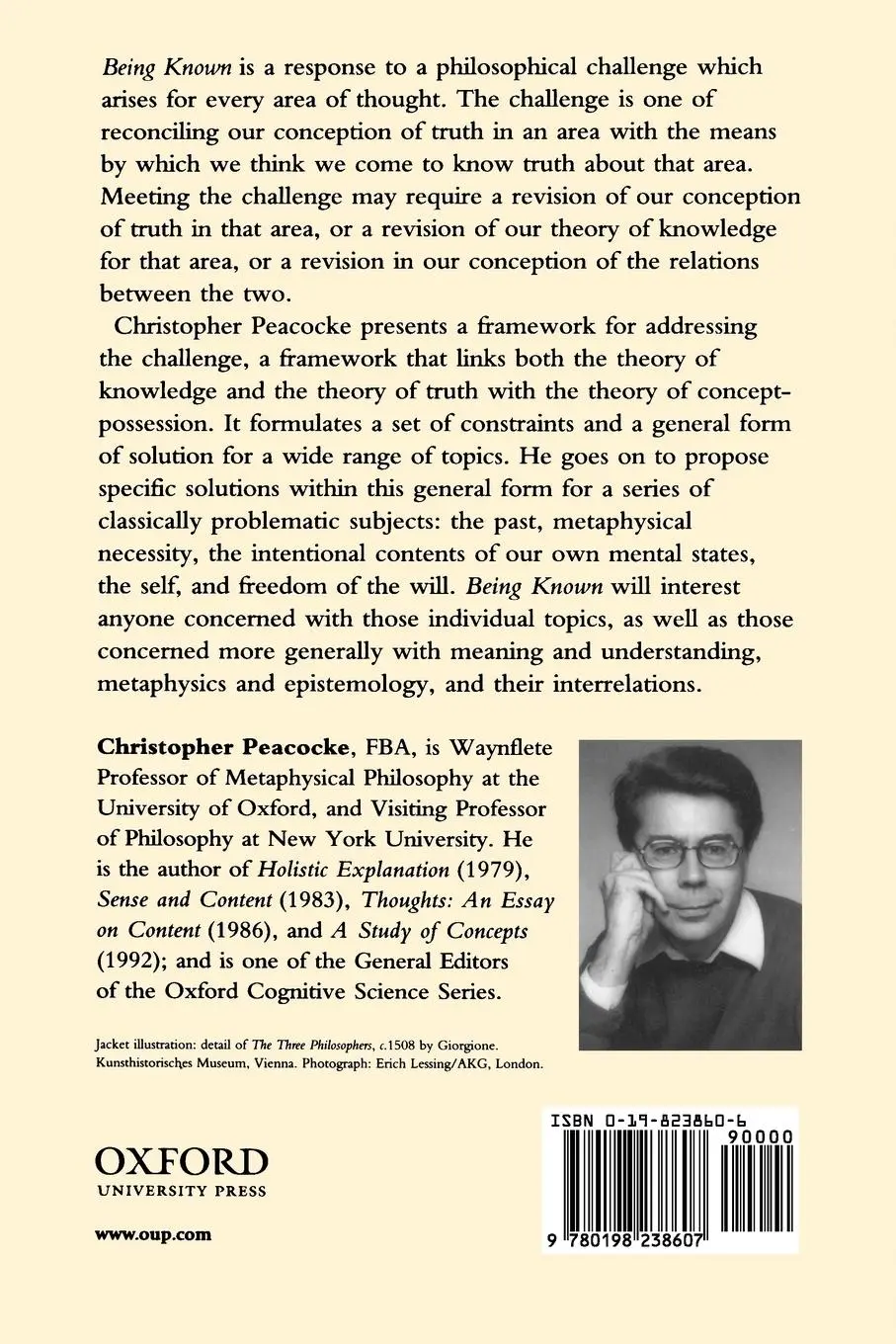 Rückseite: 9780198238607 | Being Known | Christopher Peacocke | Taschenbuch | Englisch | 1999