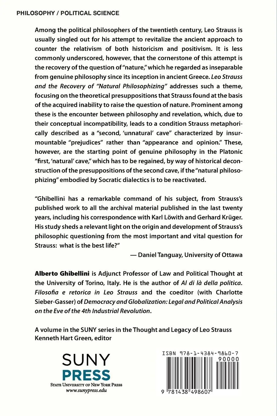 Rückseite: 9781438498607 | Leo Strauss and the Recovery of "Natural Philosophizing" | Ghibellini
