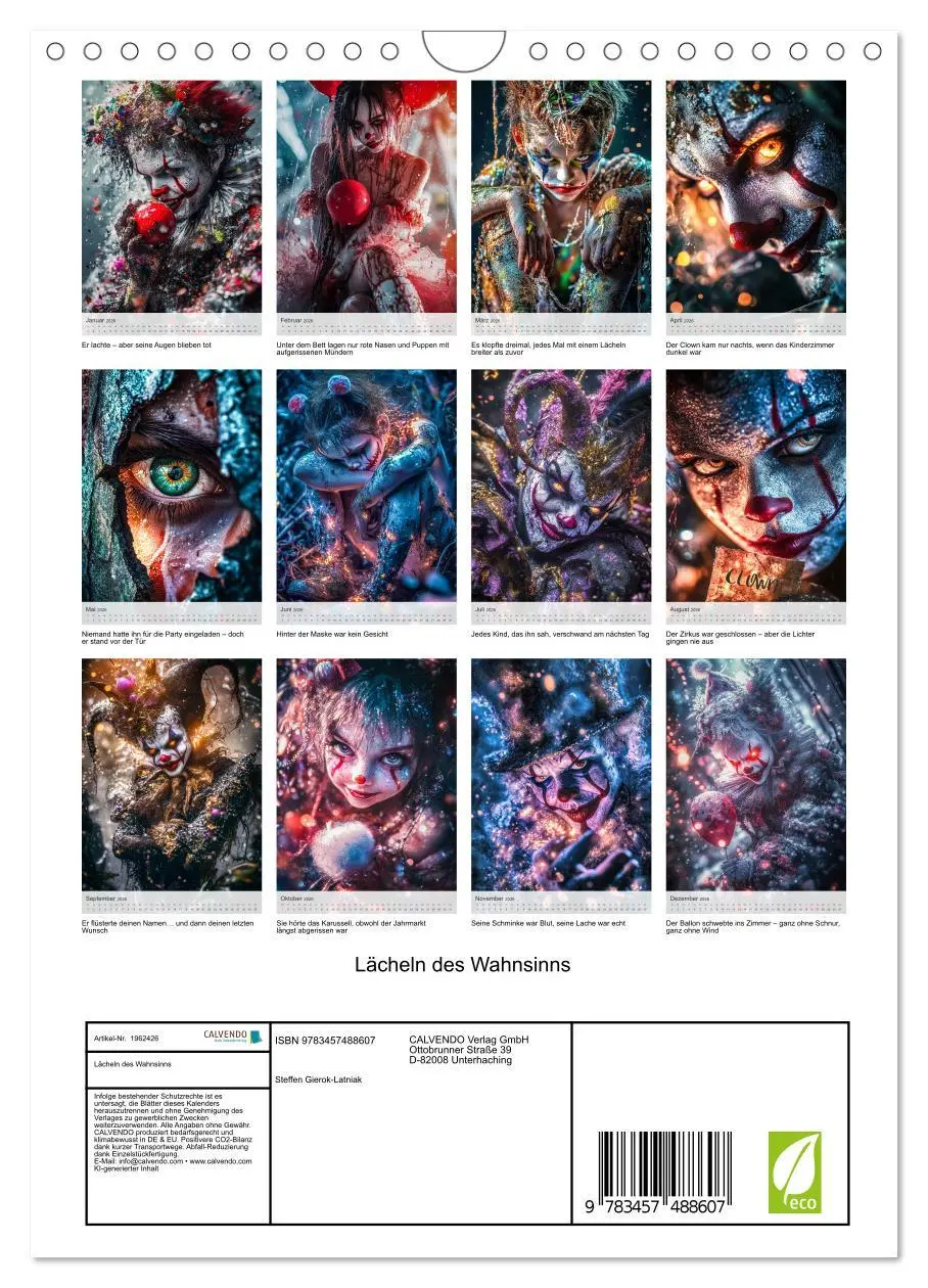 Bild: 9783457488607 | Lächeln des Wahnsinns (Wandkalender 2026 DIN A4 hoch), CALVENDO...