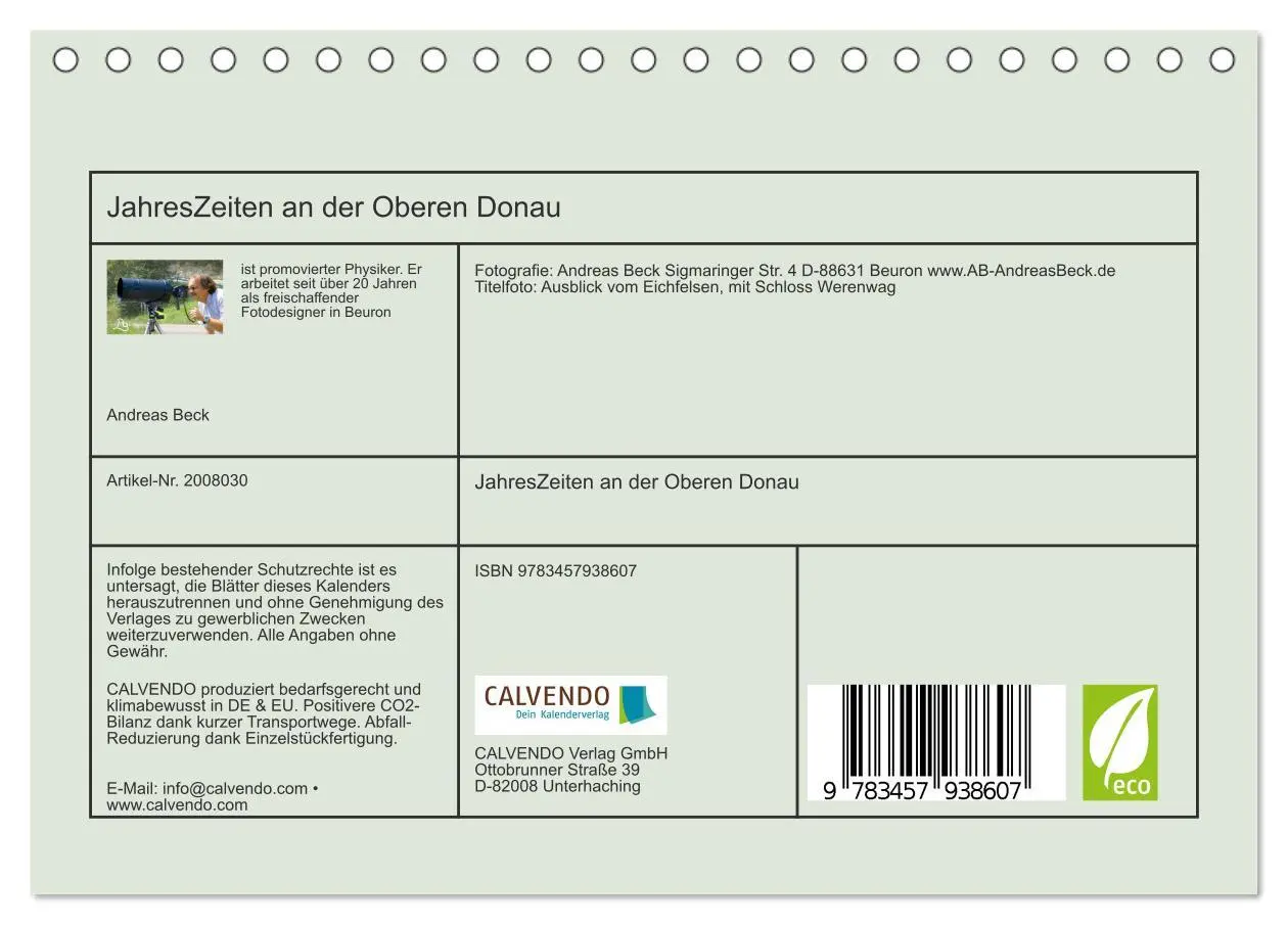 Bild: 9783457938607 | JahresZeiten an der Oberen Donau (Tischkalender 2026 DIN A5 quer),...