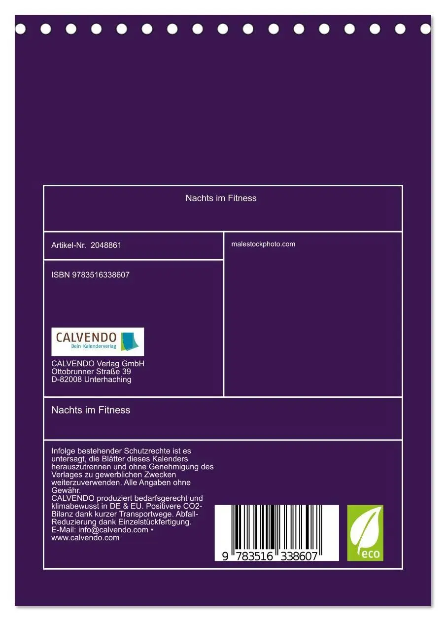 Bild: 9783516338607 | Nachts im Fitness (Tischkalender 2026 DIN A5 hoch), CALVENDO...