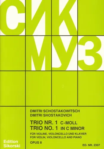 Cover: 9790003018607 | Trio 1 Op. 8 in C Minor | Dimitri Shostakovich | Buch