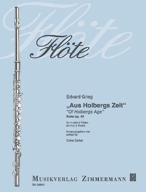 Cover: 9790010328607 | "Aus Holbergs Zeit" Suite op. 40 | Für 4 oder 5 Flöten | Edvard Grieg