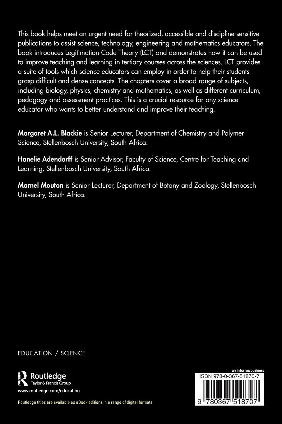 Rückseite: 9780367518707 | Enhancing Science Education | Margaret A. L. Blackie (u. a.) | Buch