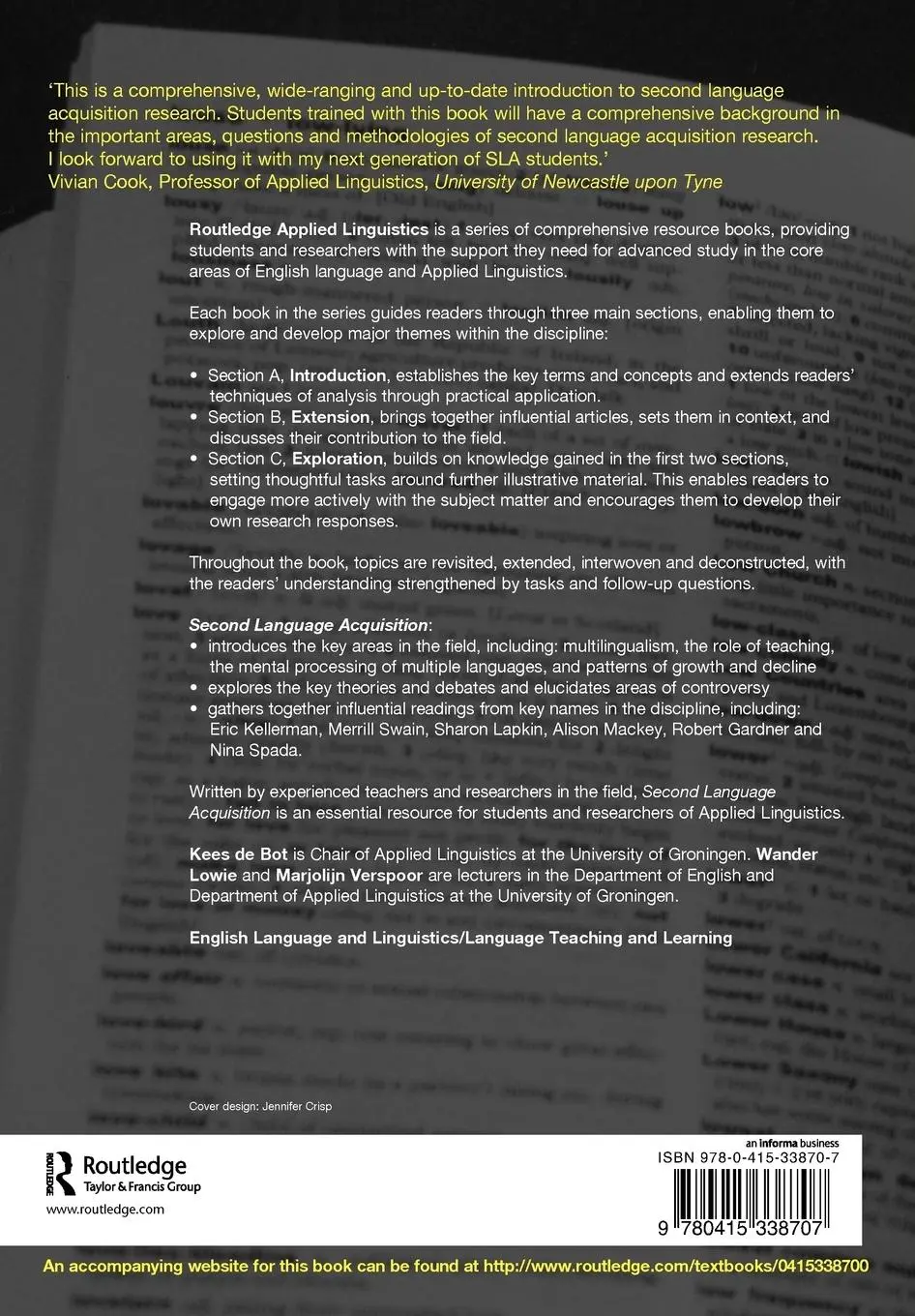 Rückseite: 9780415338707 | Second Language Acquisition | An Advanced Resource Book | Bot (u. a.)
