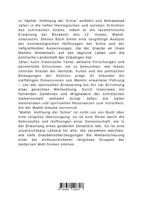 Rückseite: 9783384428707 | Mahdi: Hoffnung der Schia | Mohammad Jafari | Taschenbuch | 268 S.