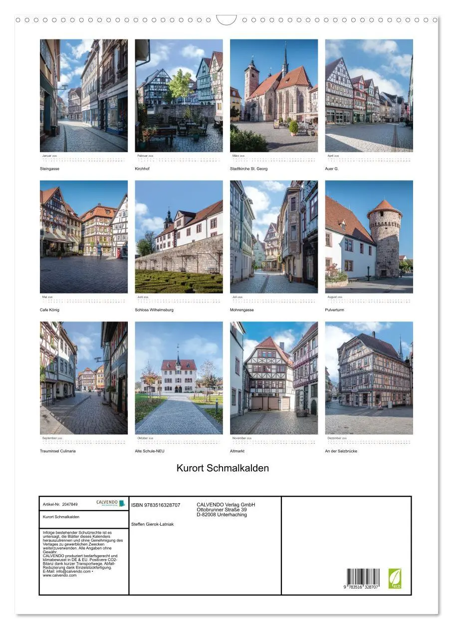 Bild: 9783516328707 | Kurort Schmalkalden (Wandkalender 2026 DIN A2 hoch), CALVENDO...