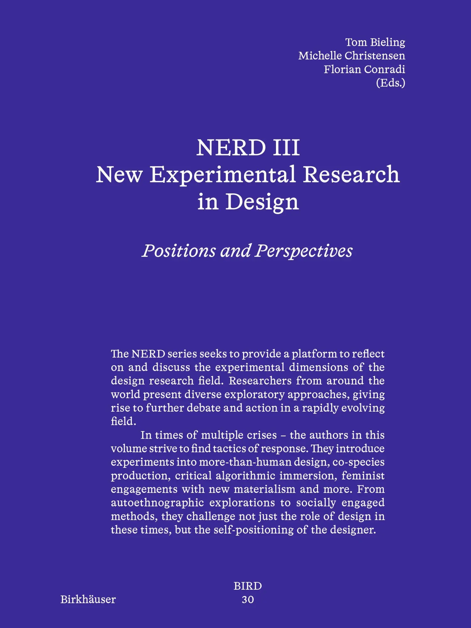 Cover: 9783035628807 | NERD III - New Experimental Research in Design | Tom Bieling (u. a.)