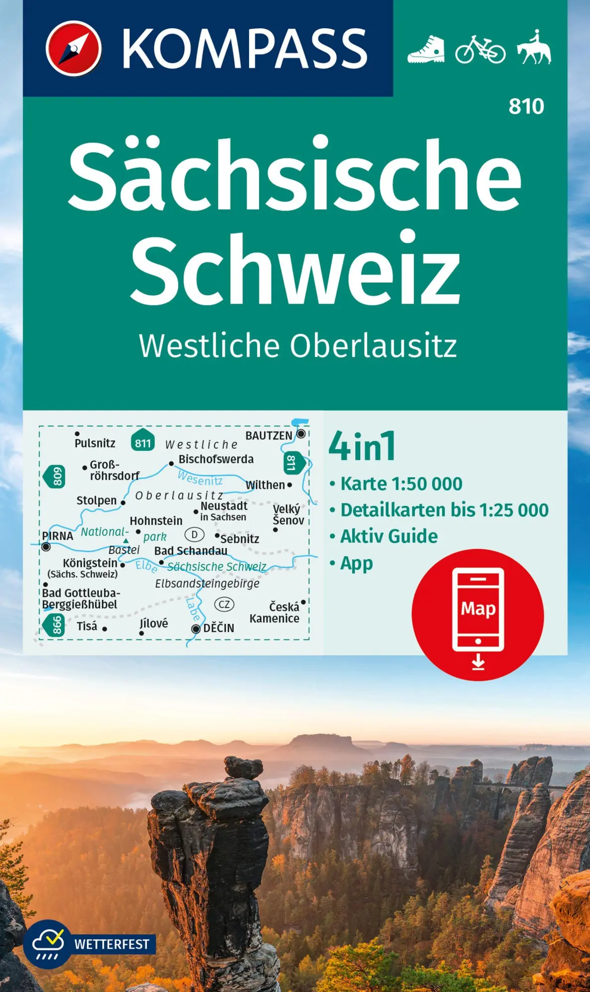 Cover: 9783991218807 | KOMPASS Wanderkarte 810 Sächsische Schweiz, Westliche Oberlausitz...