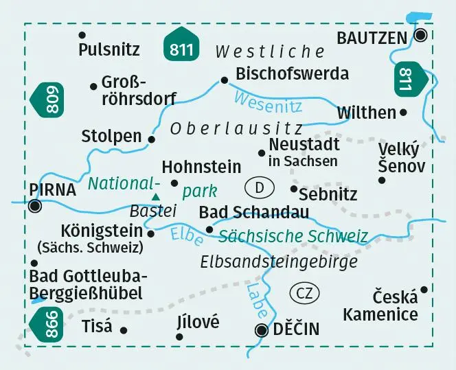 Bild: 9783991218807 | KOMPASS Wanderkarte 810 Sächsische Schweiz, Westliche Oberlausitz...