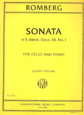 Cover: 9790220428807 | Sonata in E minor, Opus 38, No. 1 | Bernhard Romberg | 2015