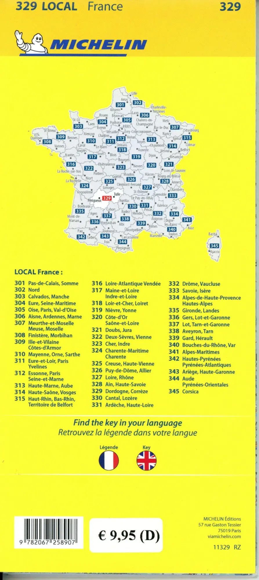 Bild: 9782067258907 | Michelin Correze / Dordogne (Perigord) Local 329 | 1:150 000 | Gefalzt