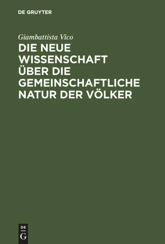 Cover: 9783110168907 | Die neue Wissenschaft über die gemeinschaftliche Natur der Völker