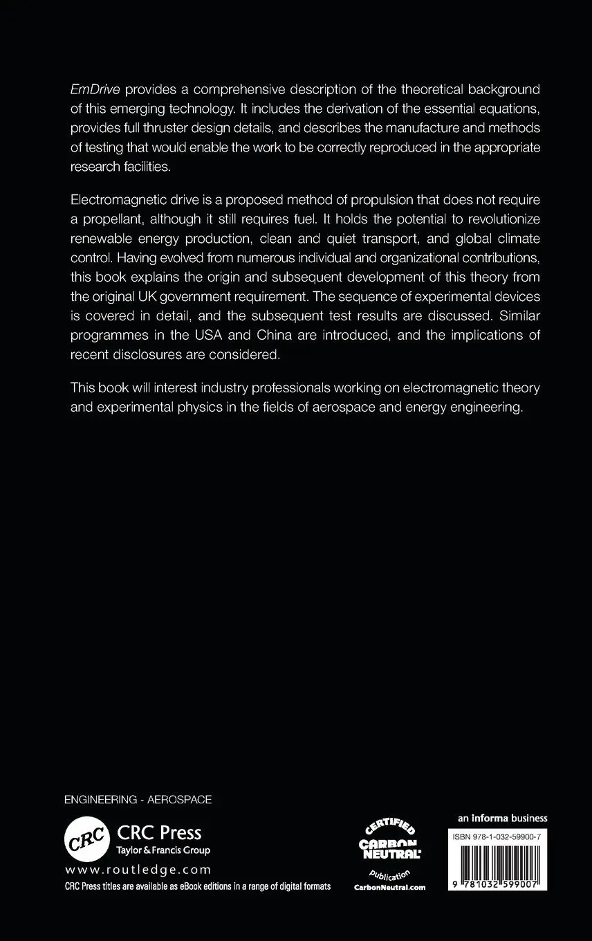 Rückseite: 9781032599007 | EmDrive | Advances in Spacecraft Thrusters and Propulsion Systems