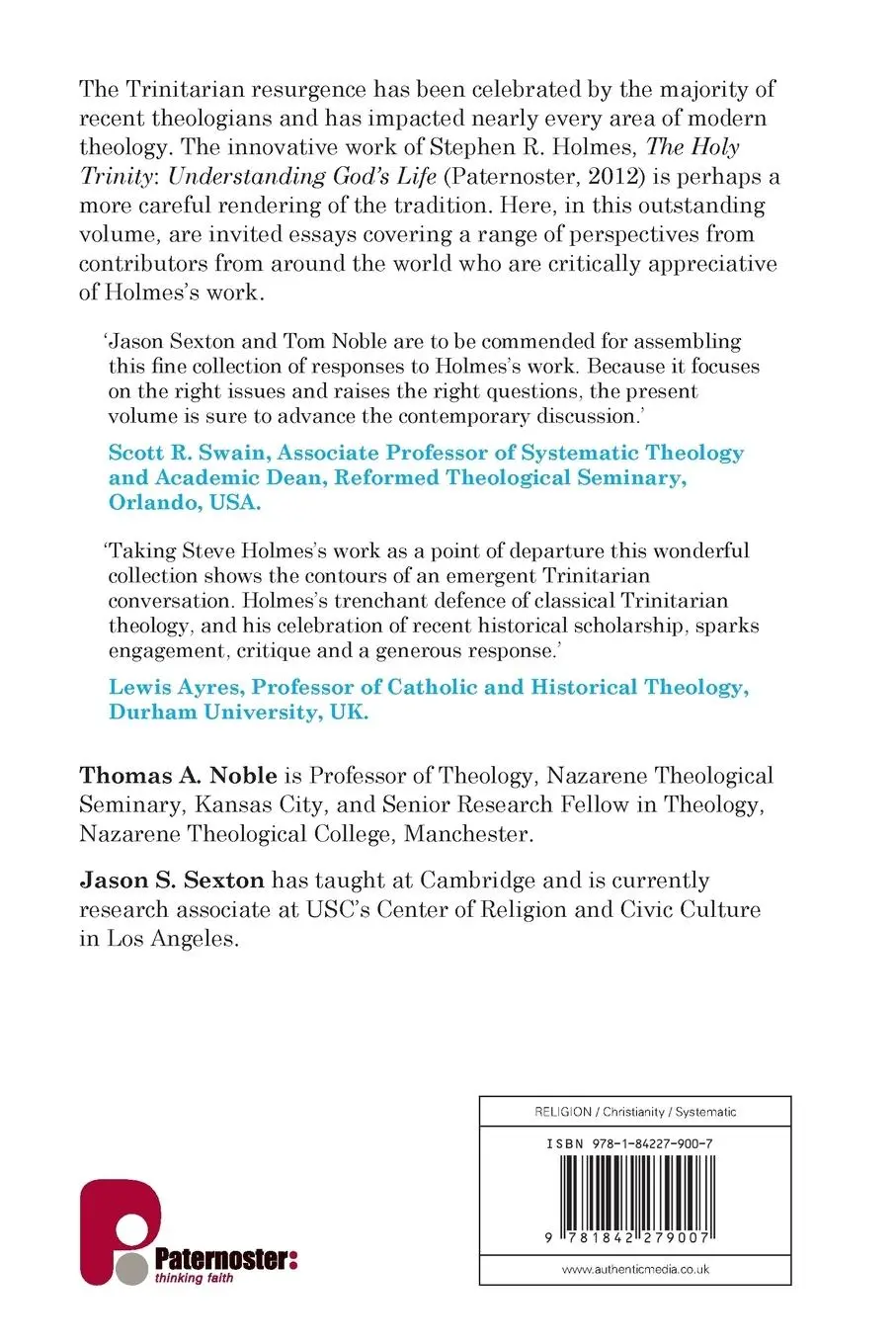 Rückseite: 9781842279007 | The Holy Trinity Revisited | Essays in Response to Stephen Holmes