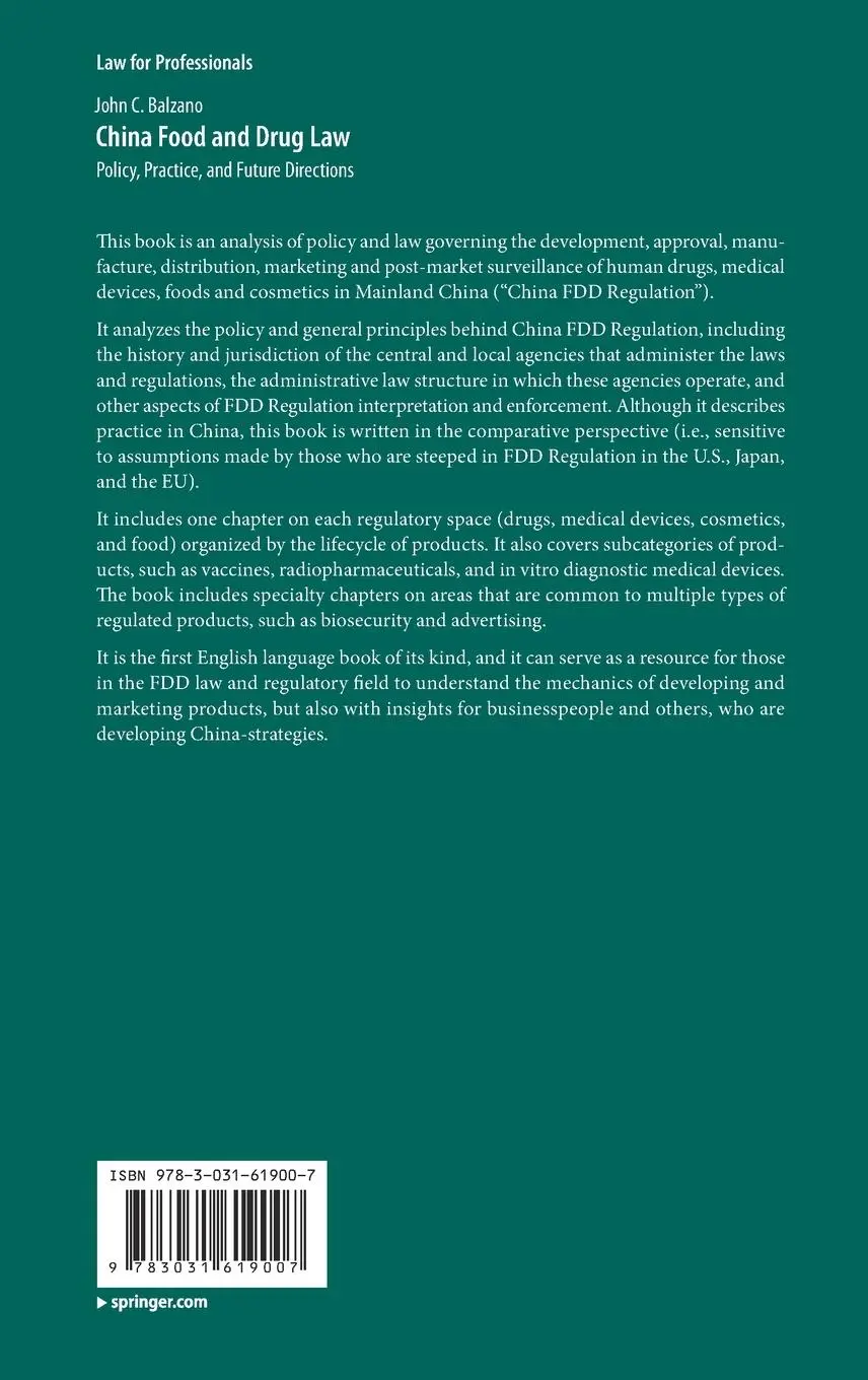Rückseite: 9783031619007 | China Food and Drug Law | Policy, Practice, and Future Directions