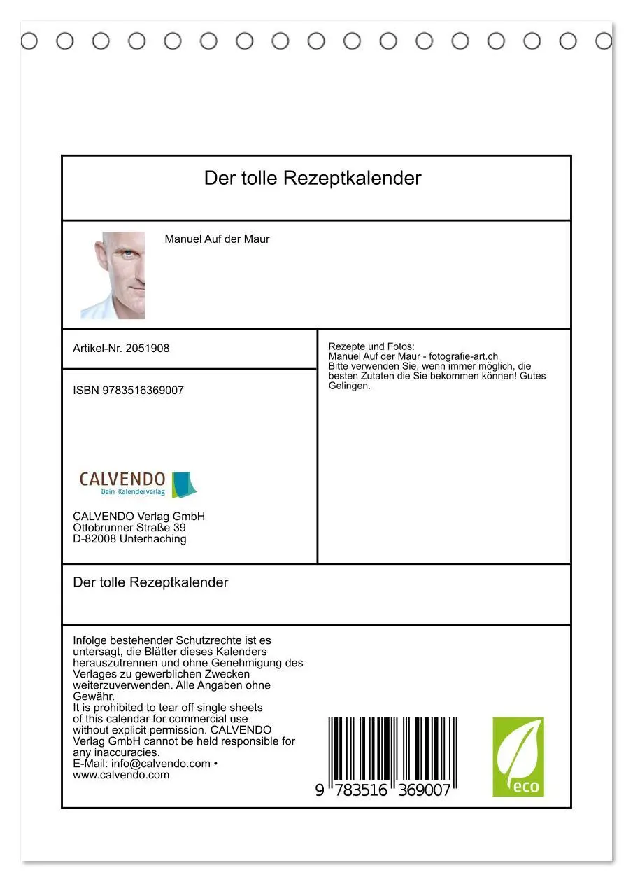 Bild: 9783516369007 | Der tolle Rezeptkalender (Tischkalender 2026 DIN A5 hoch), CALVENDO...