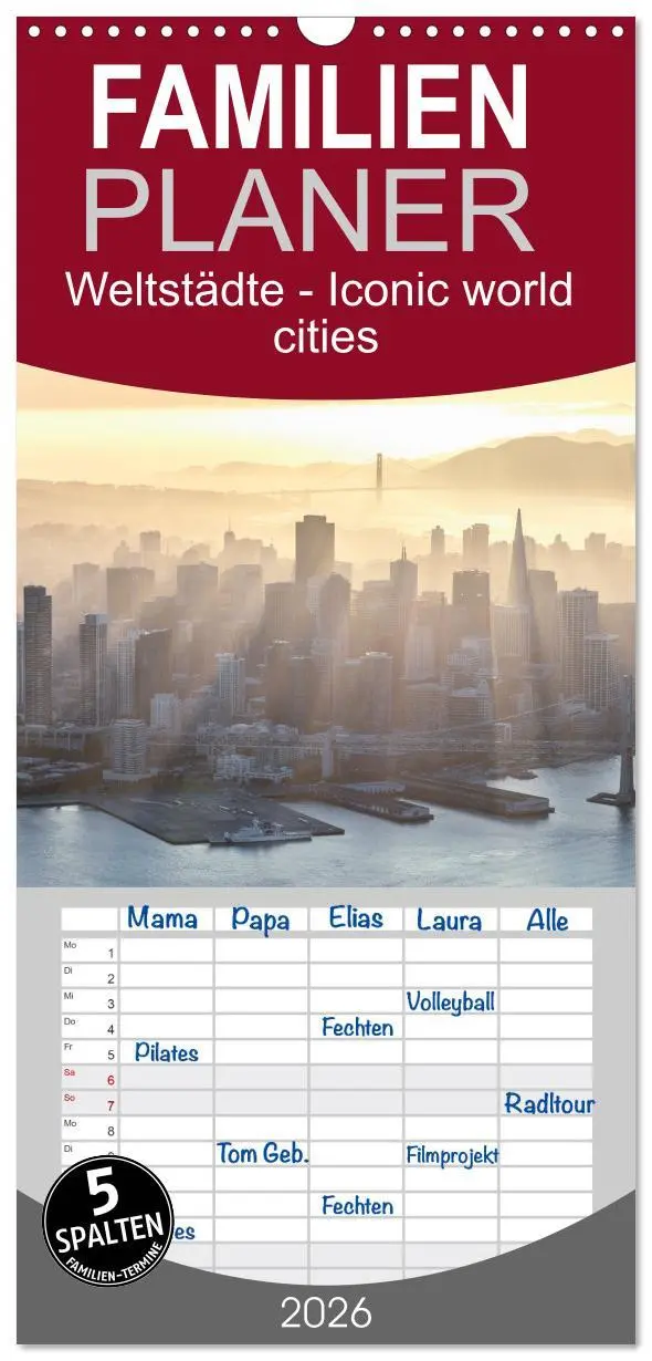 Cover: 9783516509007 | Familienplaner 2026 - Weltstädte - Iconic world cities mit 5...