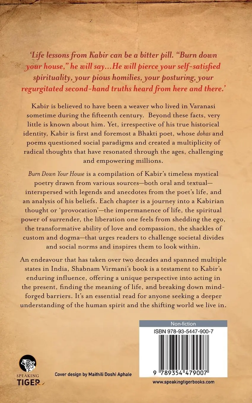 Rückseite: 9789354479007 | Burn Down Your House | Provocations From Kabir | Shabnam Virmani