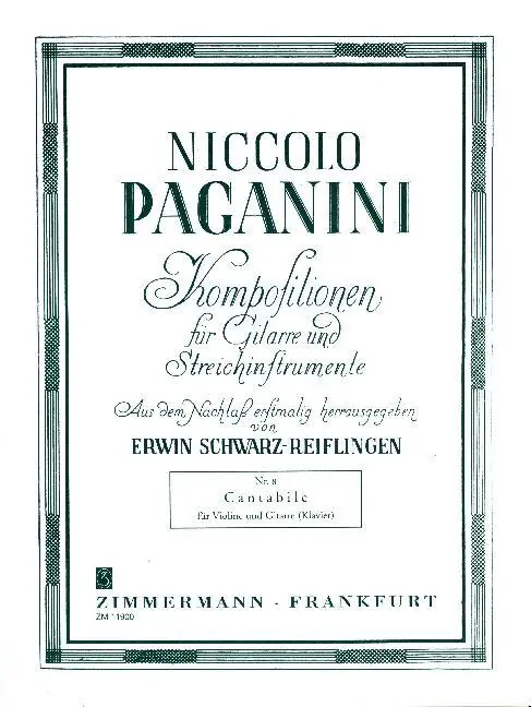 Cover: 9790010119007 | Cantabile No.8 | Niccolò Paganini | Buch | Deutsch | 2017