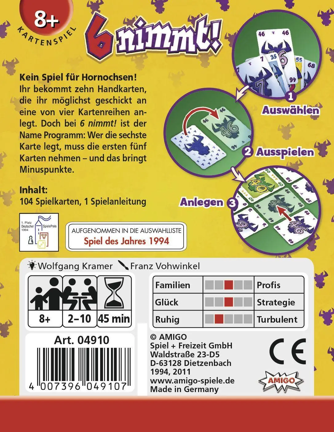 Bild: 4007396049107 | 6 nimmt! Kartenspiel | Wolfgang Kramer | Spiel | 62639024 | Deutsch