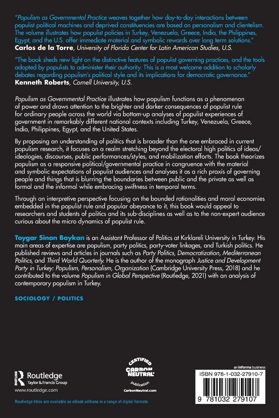 Rückseite: 9781032279107 | Populism as Governmental Practice | Toygar Sinan Baykan | Taschenbuch