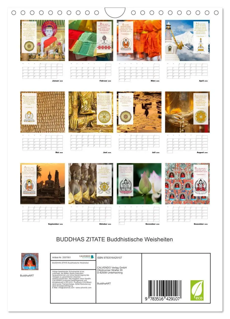 Bild: 9783516429107 | BUDDHAS ZITATE Buddhistische Weisheiten (Wandkalender 2026 DIN A4...