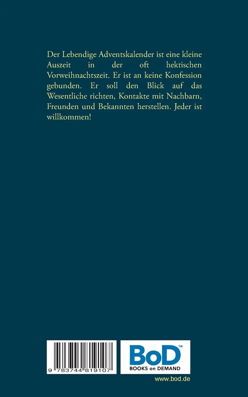 Rückseite: 9783744819107 | Lebendiger Adventskalender | Angelika Tzschoppe | Taschenbuch | 96 S.