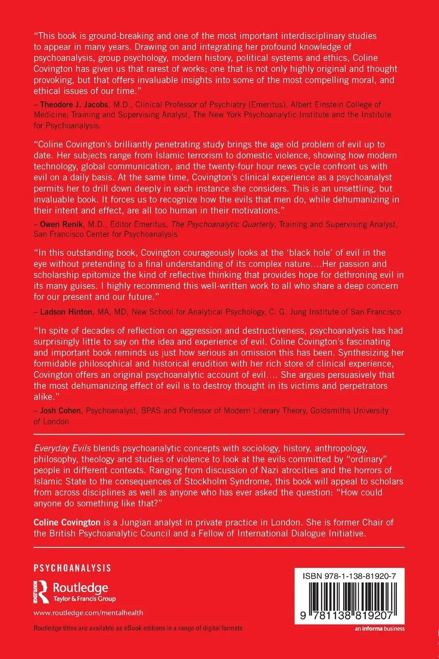 Rückseite: 9781138819207 | Everyday Evils | A psychoanalytic view of evil and morality | Buch
