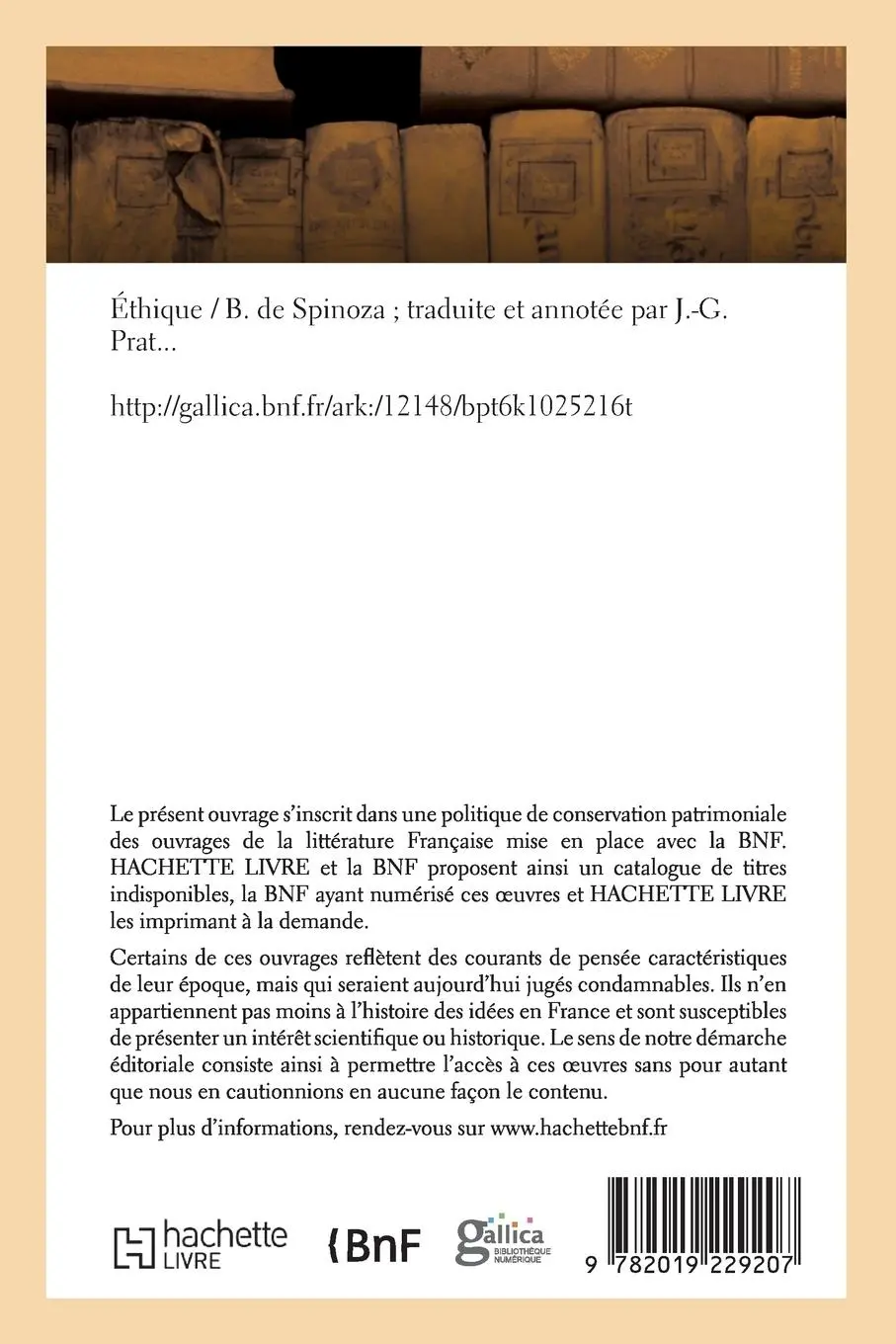 Rückseite: 9782019229207 | Éthique | Baruch Spinoza | Taschenbuch | Kartoniert / Broschiert