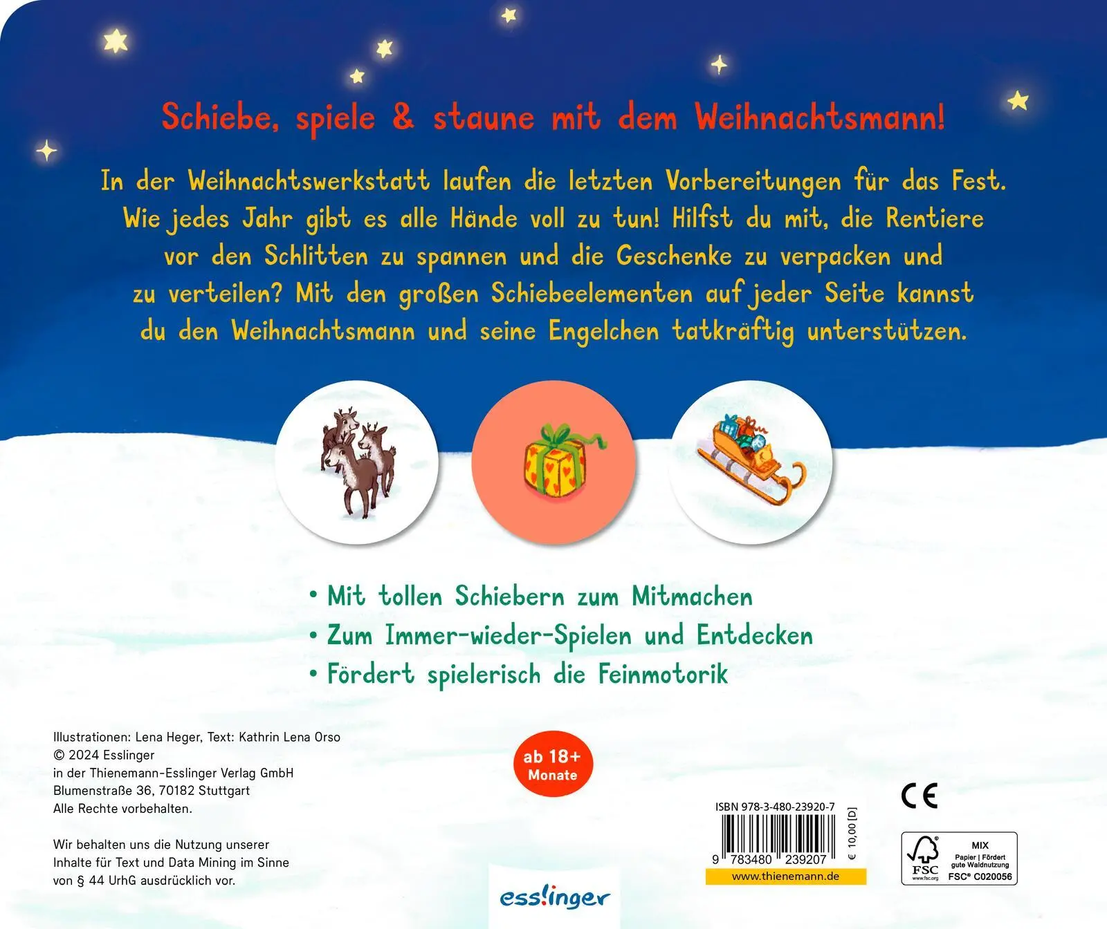Rückseite: 9783480239207 | Meine Schiebebahn-Pappe: Hilf mit an Weihnachten | Kathrin Lena Orso