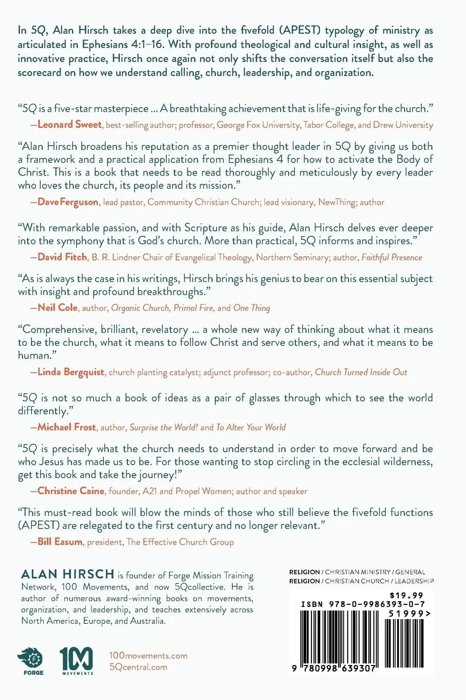 Rückseite: 9780998639307 | 5Q | Alan Hirsch | Taschenbuch | Englisch | 2017 | 100 Movements