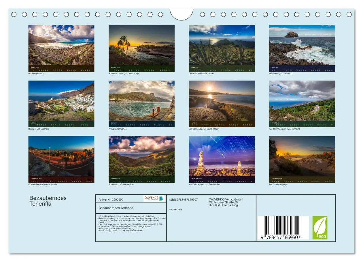 Bild: 9783457869307 | Bezauberndes Teneriffa (Wandkalender 2026 DIN A4 quer), CALVENDO...