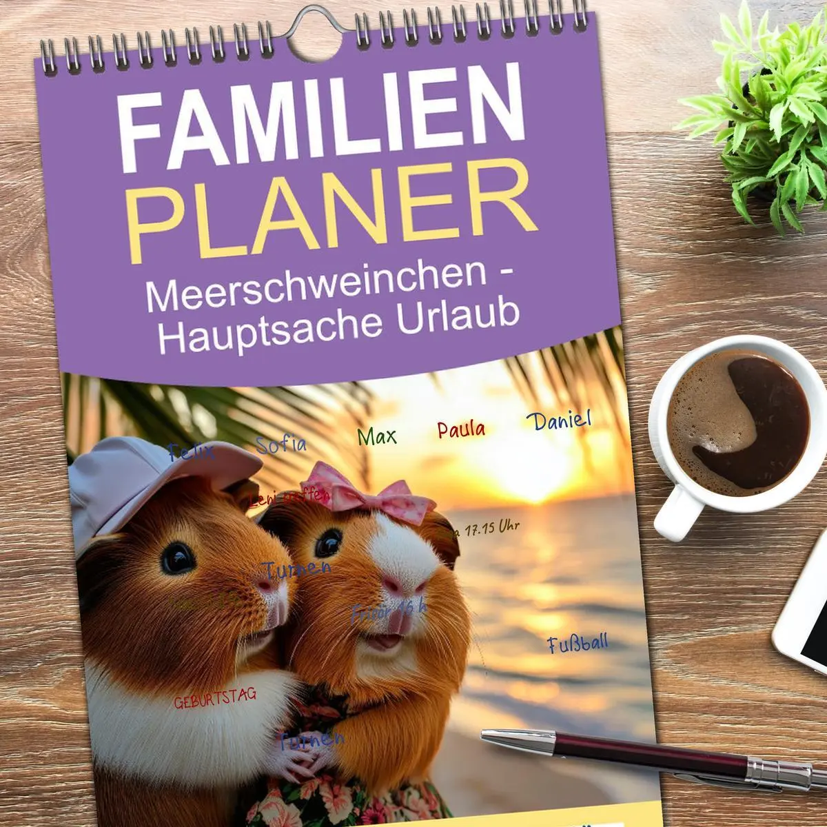 Bild: 9783516649307 | Familienplaner 2026 - Meerschweinchen - Hauptsache Urlaub mit 5...