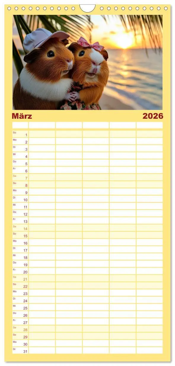 Bild: 9783516649307 | Familienplaner 2026 - Meerschweinchen - Hauptsache Urlaub mit 5...