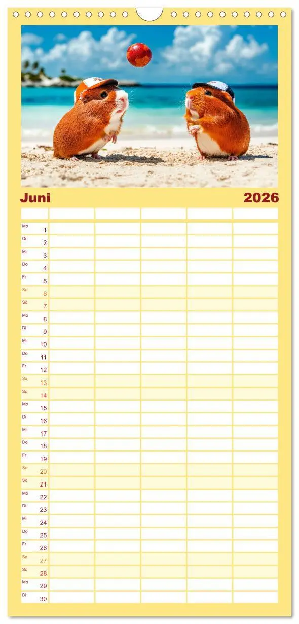 Bild: 9783516649307 | Familienplaner 2026 - Meerschweinchen - Hauptsache Urlaub mit 5...