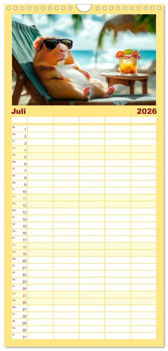 Bild: 9783516649307 | Familienplaner 2026 - Meerschweinchen - Hauptsache Urlaub mit 5...