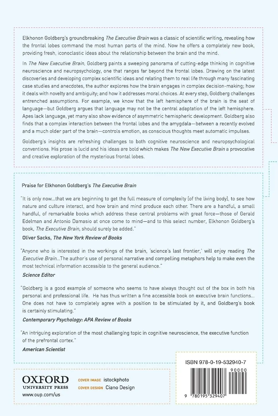 Rückseite: 9780195329407 | The New Executive Brain | Frontal Lobes in a Complex World | Goldberg