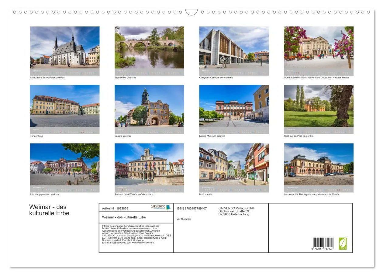 Bild: 9783457789407 | Weimar - das kulturelle Erbe (Wandkalender 2026 DIN A2 quer),...
