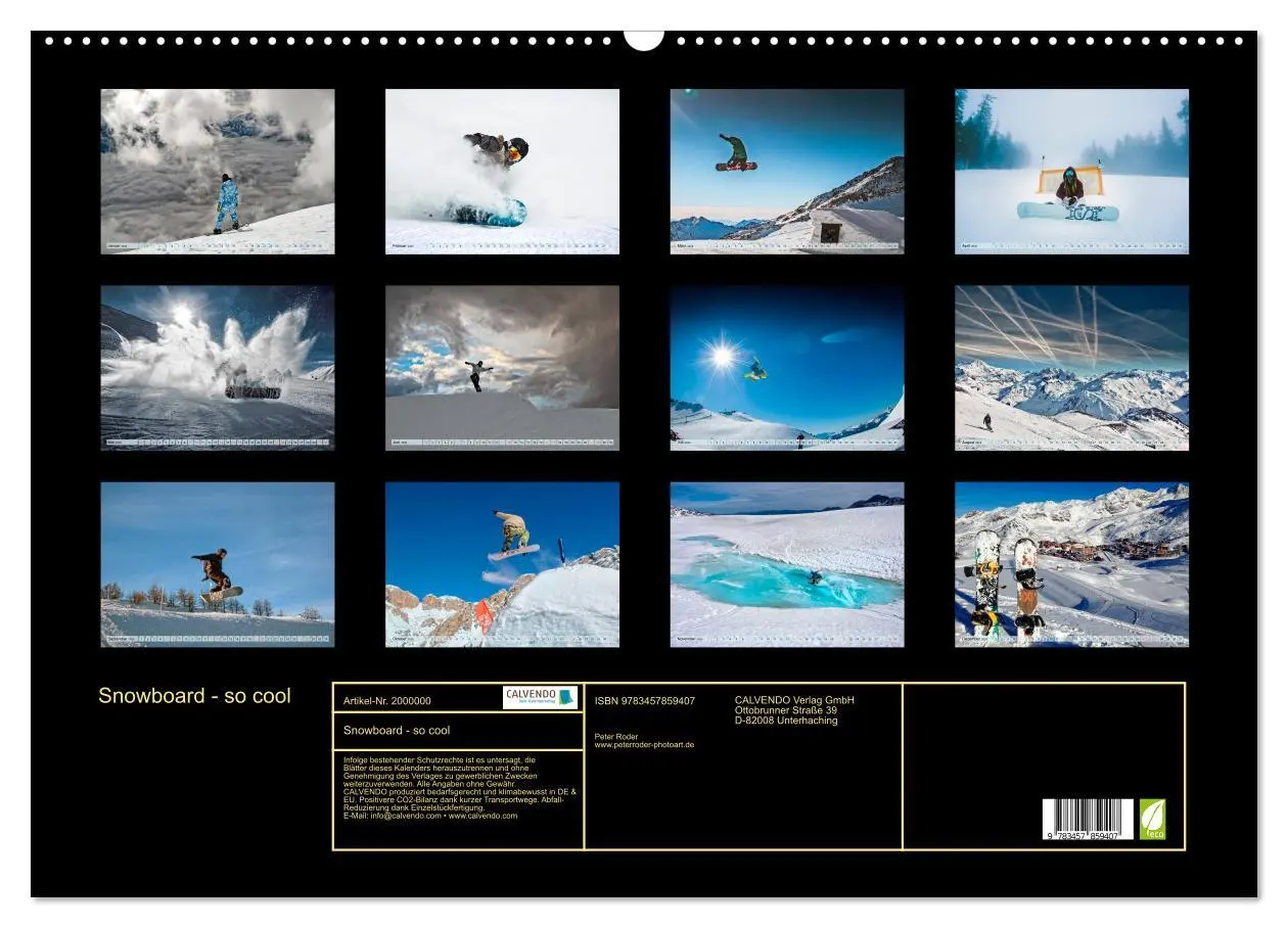 Bild: 9783457859407 | Snowboard - so cool (Wandkalender 2026 DIN A2 quer), CALVENDO...