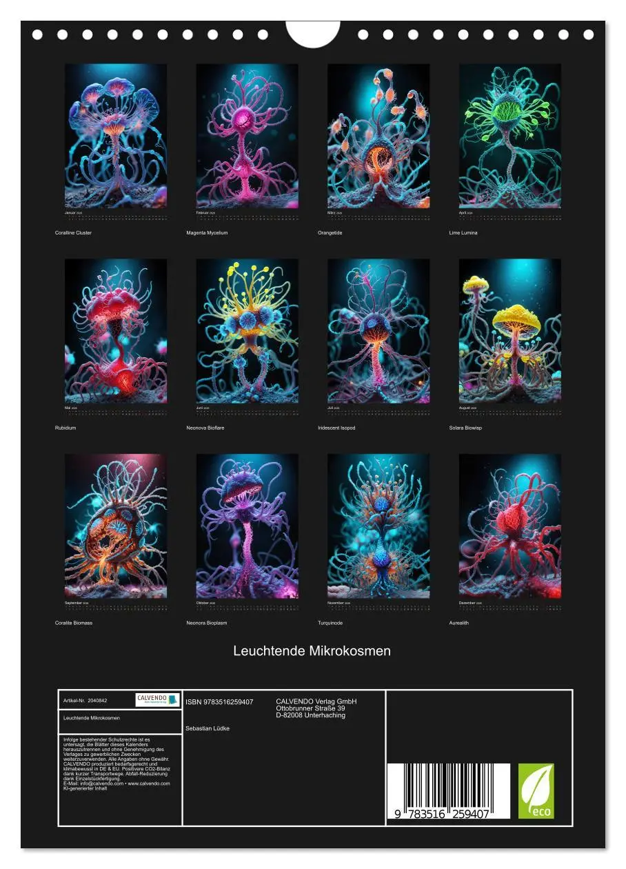 Bild: 9783516259407 | Leuchtende Mikrokosmen (Wandkalender 2026 DIN A4 hoch), CALVENDO...