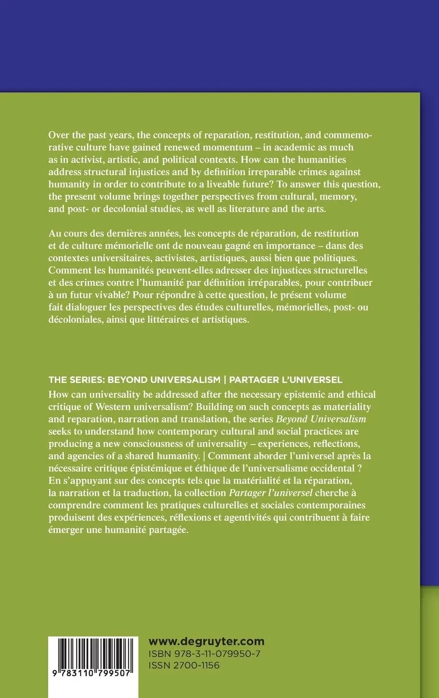 Rückseite: 9783110799507 | Reparation, Restitution, and the Politics of Memory / Réparation,...