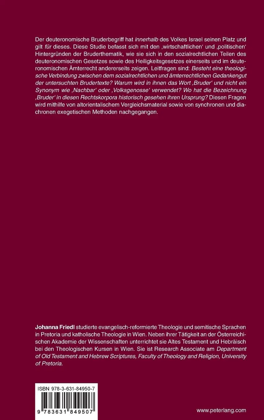 Rückseite: 9783631849507 | Ein brüderliches Volk | Johanna Friedl | Buch | Gebunden | Deutsch