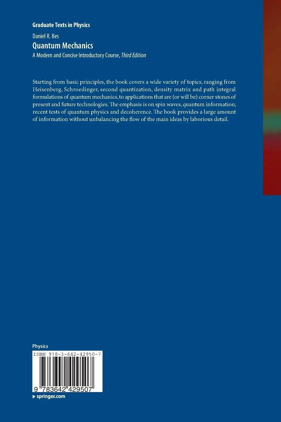Rückseite: 9783642429507 | Quantum Mechanics | A Modern and Concise Introductory Course | Bes