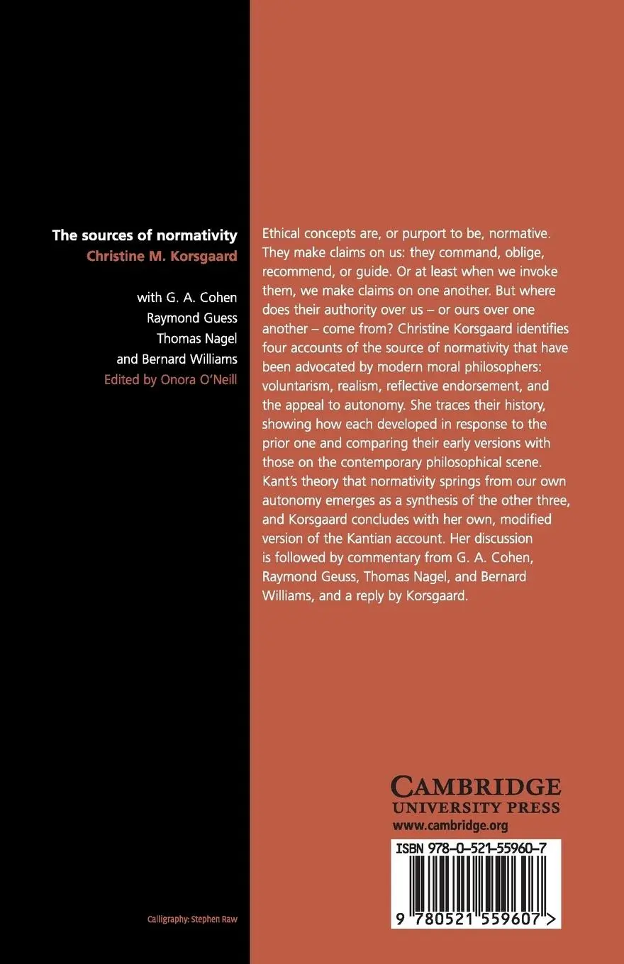 Rückseite: 9780521559607 | The Sources of Normativity | Christine M. Korsgaard | Taschenbuch