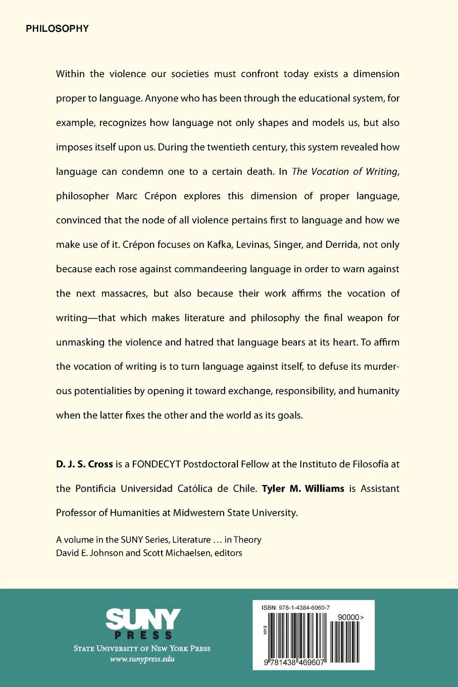 Rückseite: 9781438469607 | The Vocation of Writing | Marc Crépon | Taschenbuch | Englisch | 2019