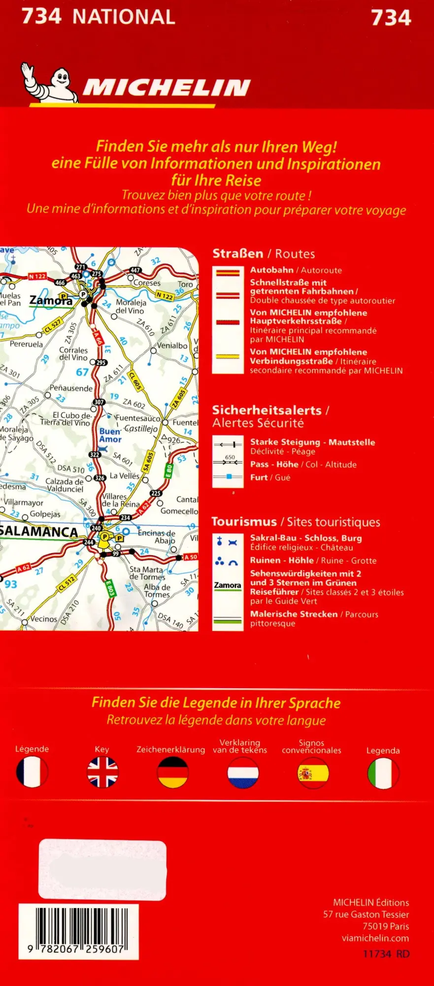 Bild: 9782067259607 | Michelin Spanien / Portugal | Straßen- und Tourismuskarte 1: 1 000 000