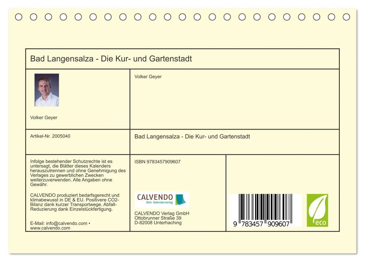 Bild: 9783457909607 | Bad Langensalza - Die Kur- und Gartenstadt (Tischkalender 2026 DIN...