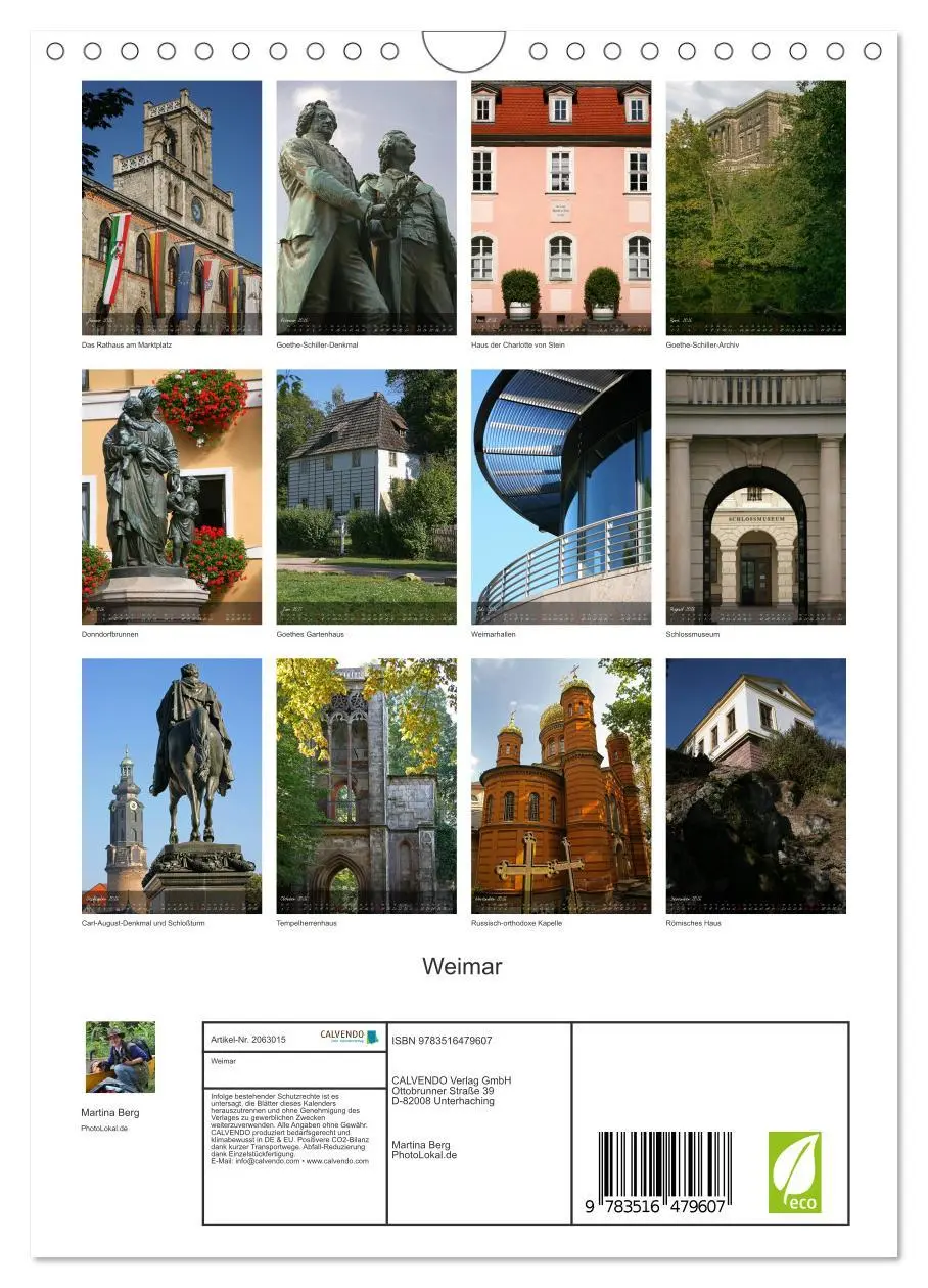 Bild: 9783516479607 | Weimar (Wandkalender 2026 DIN A4 hoch), CALVENDO Monatskalender | Berg